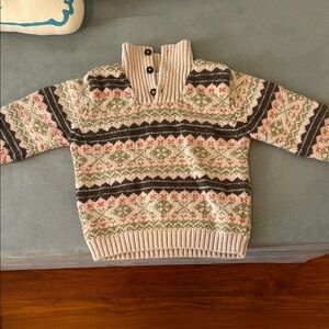 Holiday Knit Sweater with Button Collar